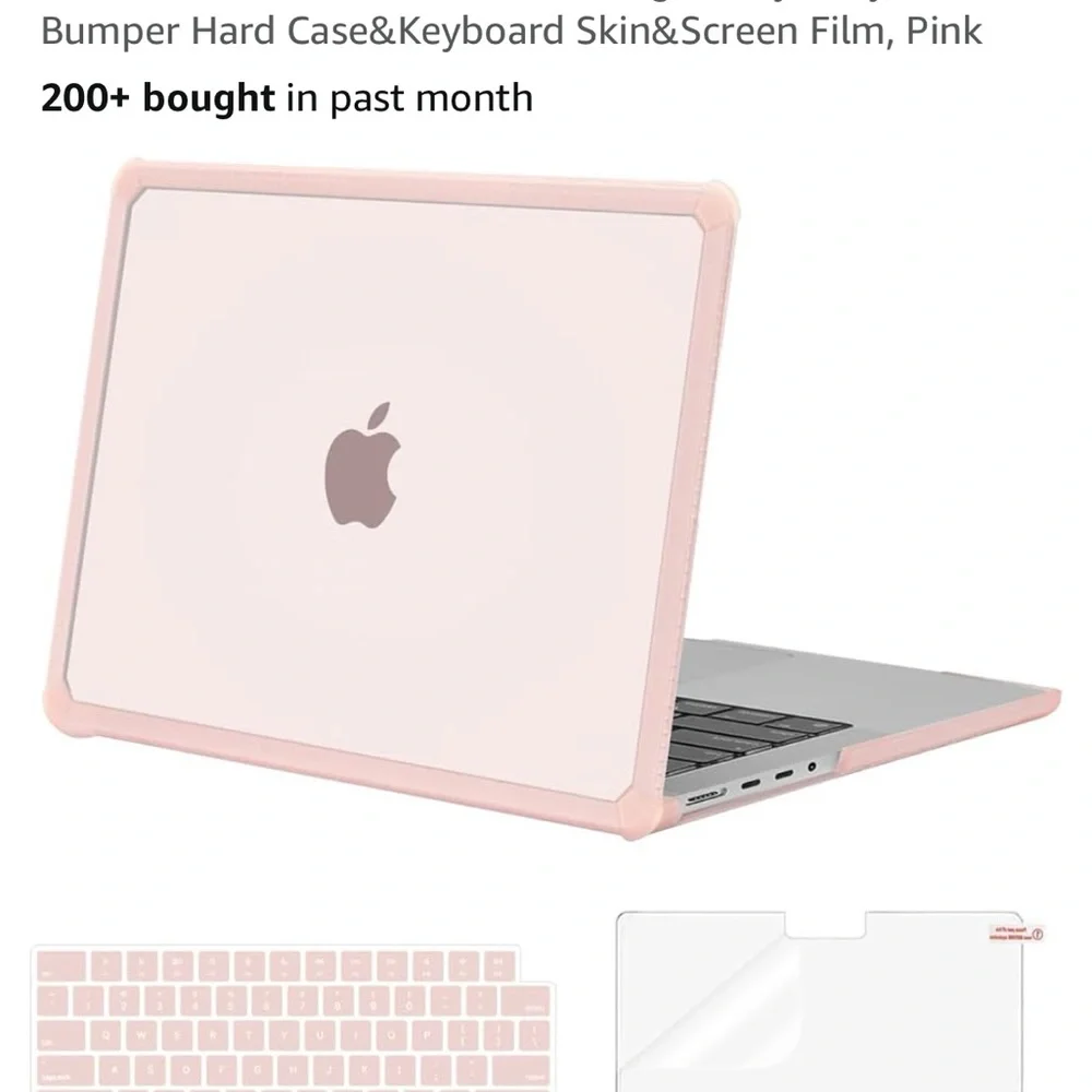 Pink Laptop Case with Keyboard Skin and Screen Film fits Mac 14 inch pro